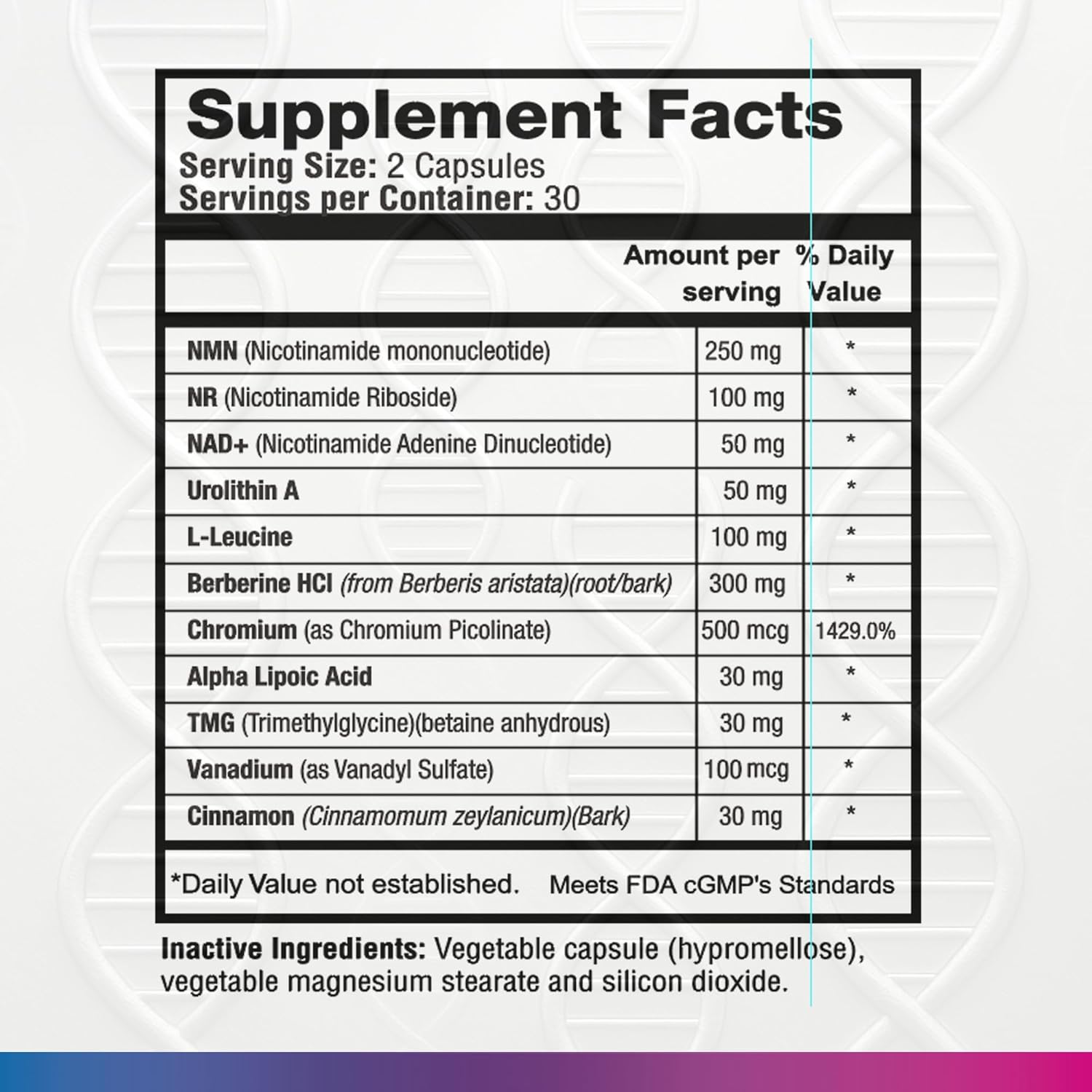 NAD+ Longevity: Blood Sugar Support 60 Veggie Capsules