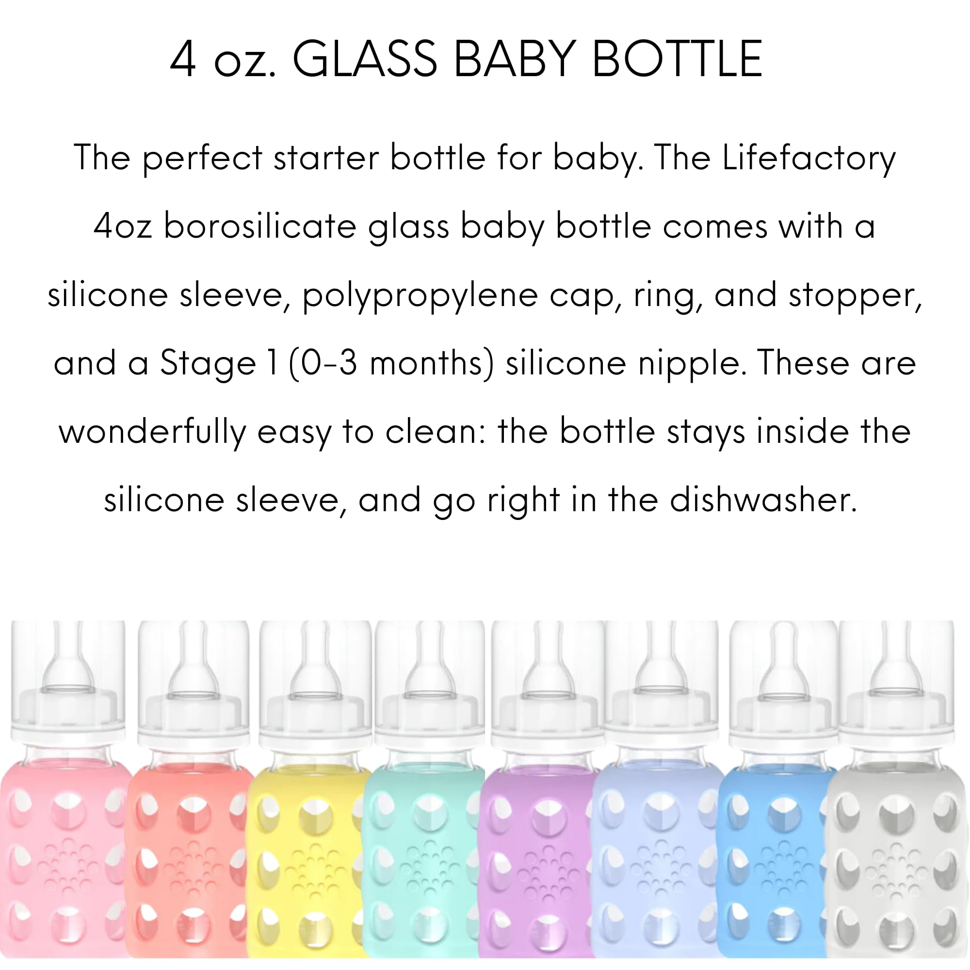 Lifefactory Glass Baby Bottles with Silicone Protection - 2-Pack, 4oz/9oz Bottles, Papaya & Cantaloupe