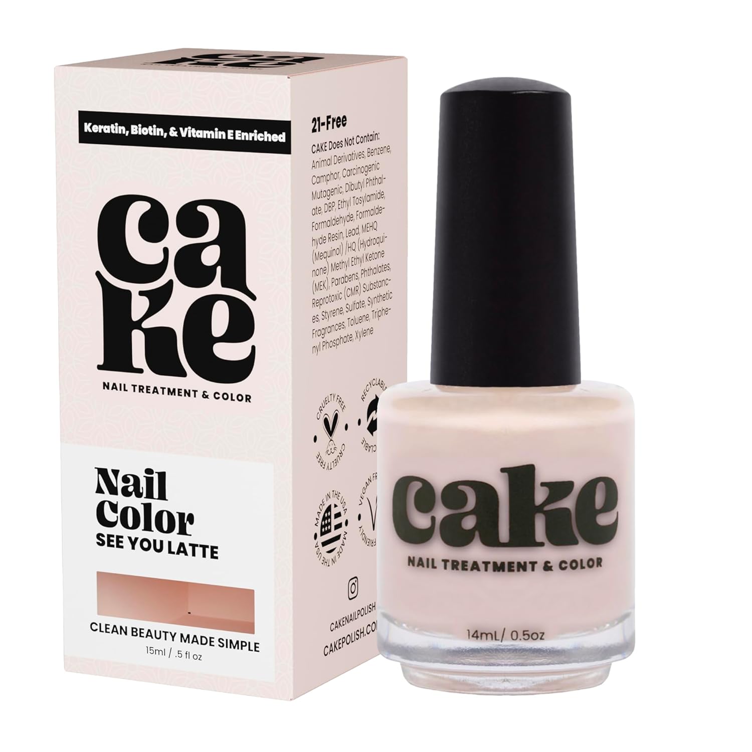 CAKE Nail Strengthening Polish - See You Latte