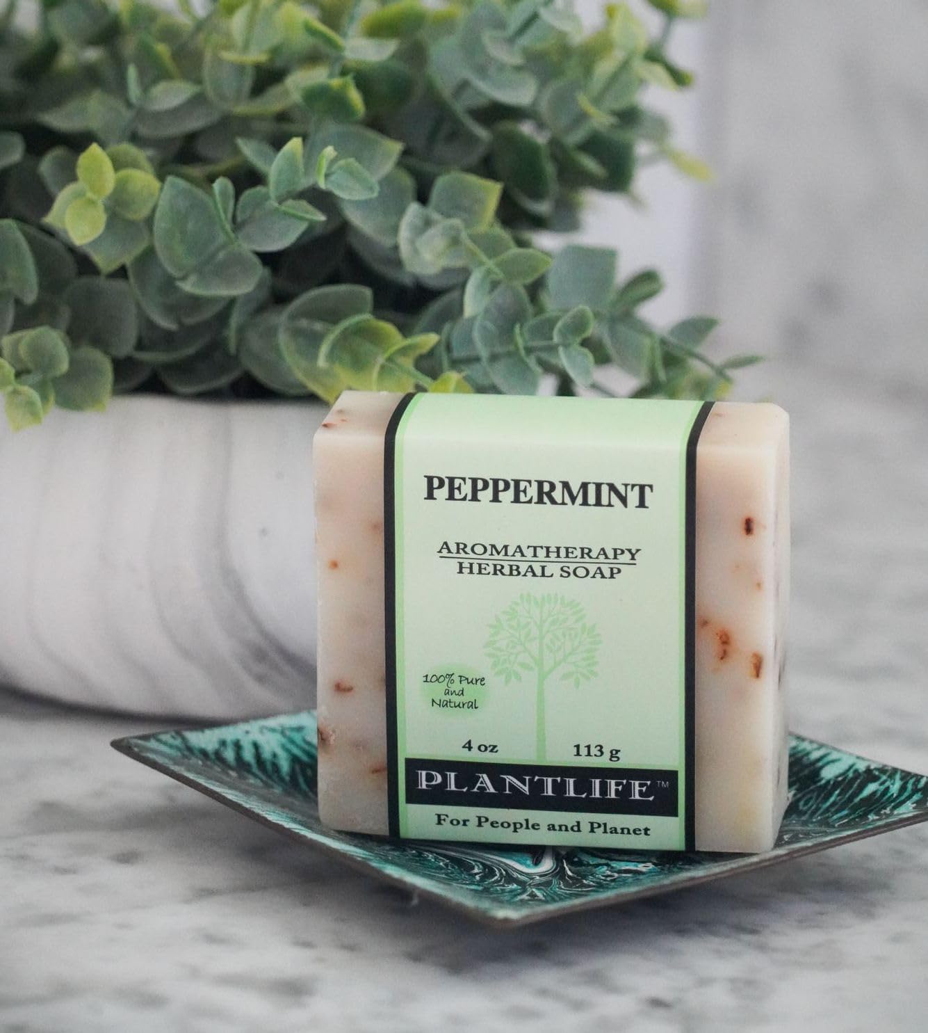 Plantlife Peppermint Bar Soap - Moisturizing and Soothing Soap for Your Skin - Hand Crafted Using Plant-Based Ingredients - Made in California 4oz Bar