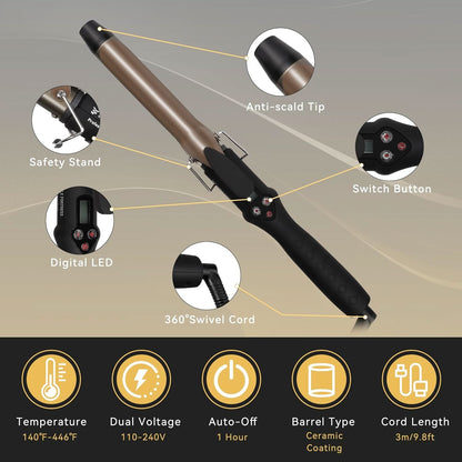 Eagle Fortress 1" Ceramic Curling Iron - Curling Wand JPA010