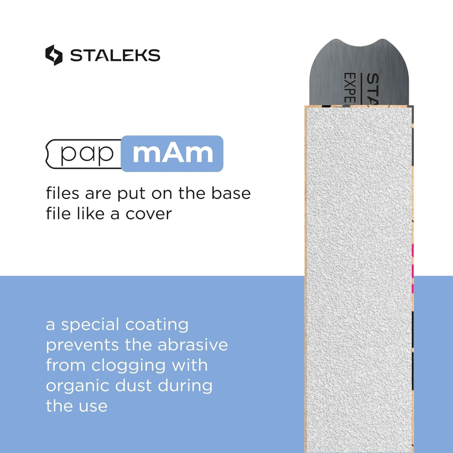 STALEKS PRO Disposable White Abrasive Tape papmAm Expert – 150 Grit – 7m Roll – Glueless Replaceable Abrasive for Plastic Case – Professional Nail Shaping – Manicure & Pedicure