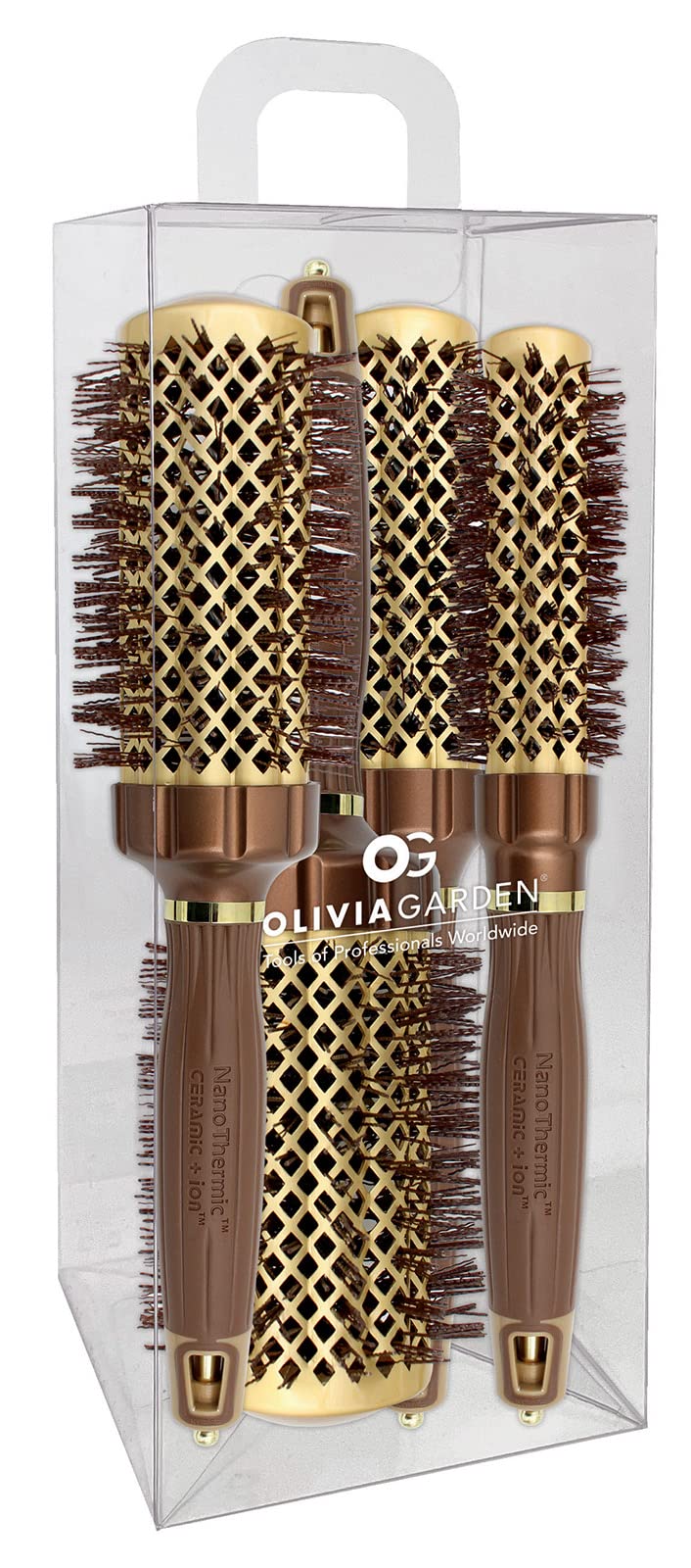 Olivia Garden NanoThermic PowerGrip Thermal brush with special patented wavy barrel for extra tension and grip, ceramic coated barrel, ionic technology, ergonomic handle, for medium to thick hair