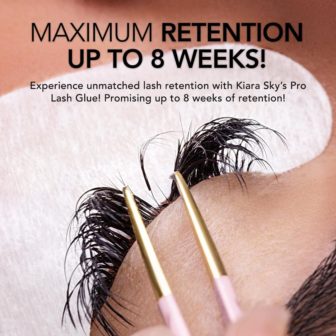 KIARA SKY LASH Pro Lash Glue | Extra Strong | 0-1s Dry Time | 8 Weeks Retention | Wide-Range Humidity: 40%-70% | Semi-Permanent | Maximum Hold | Latex-Free | Clear Lash Glue 5ml