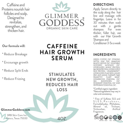 GLIMMER GODDESS Organic Caffeine Hair Growth Serum, Hair Loss Treatment 4oz