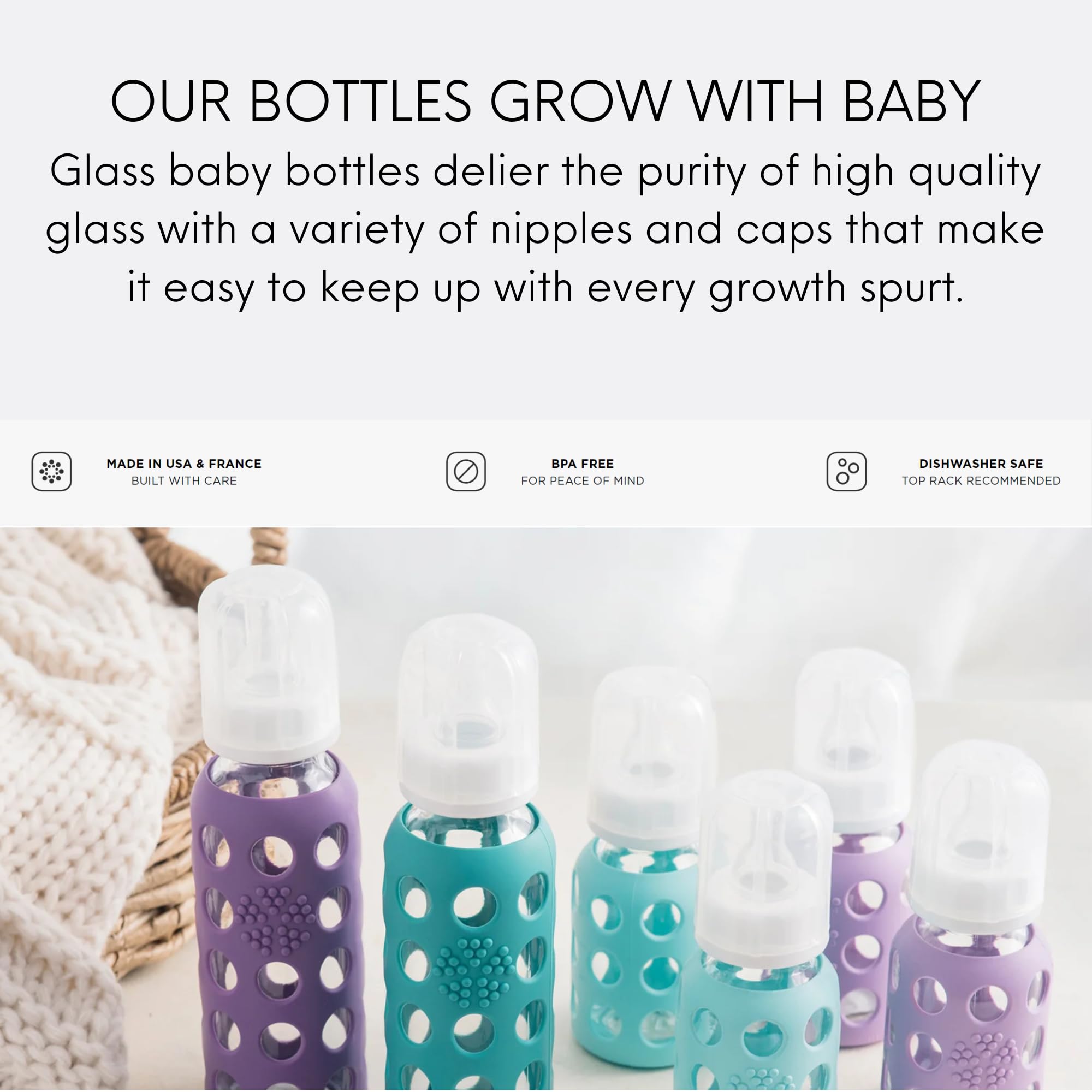 Lifefactory 4oz Glass Baby Bottle (Mint/Spring Green 4pk)