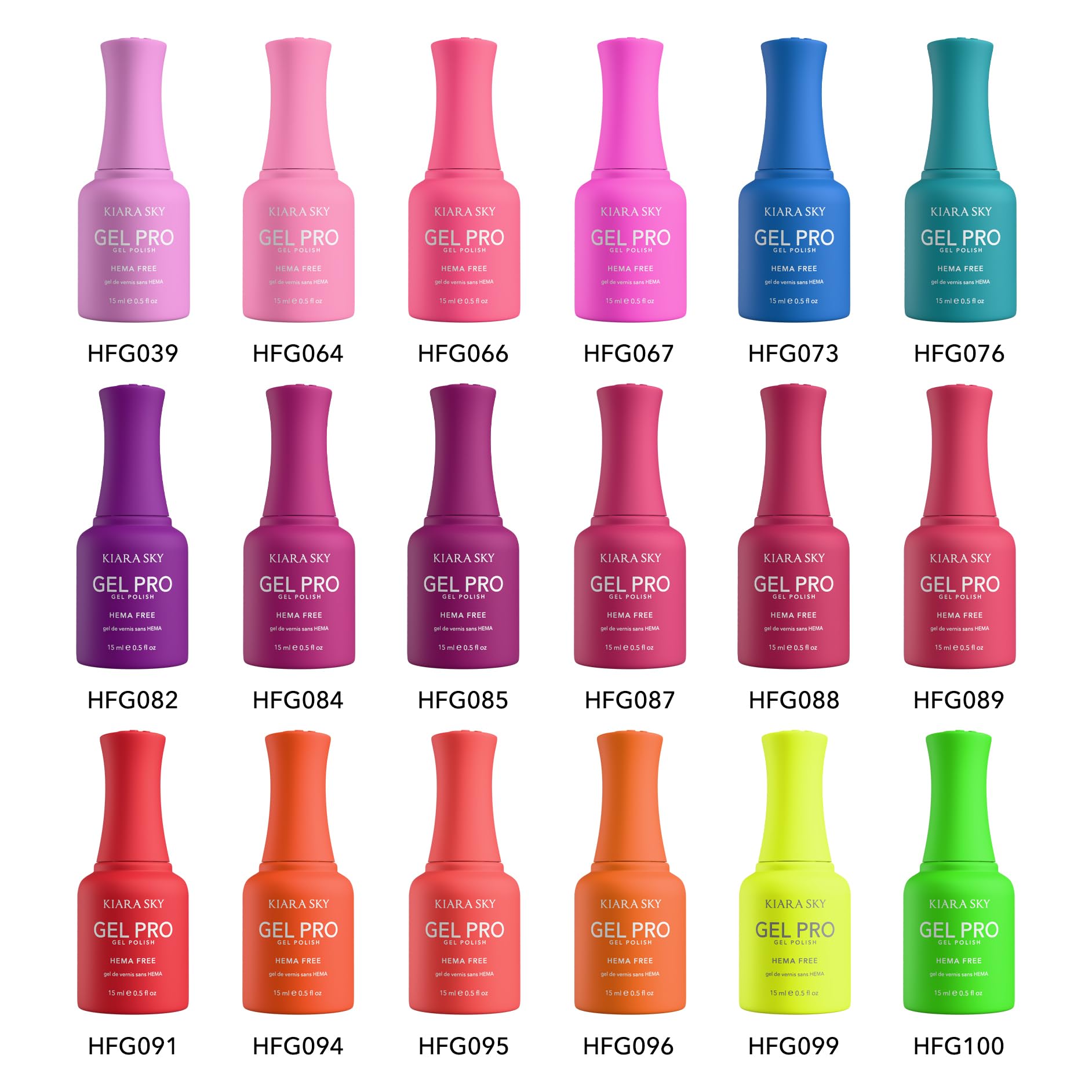 KIARA SKY Gel Pro HEMA-FREE Gel Nail Polish Collection, 18 colors each Bottle 0.5 Fl Oz, The Endless Summer