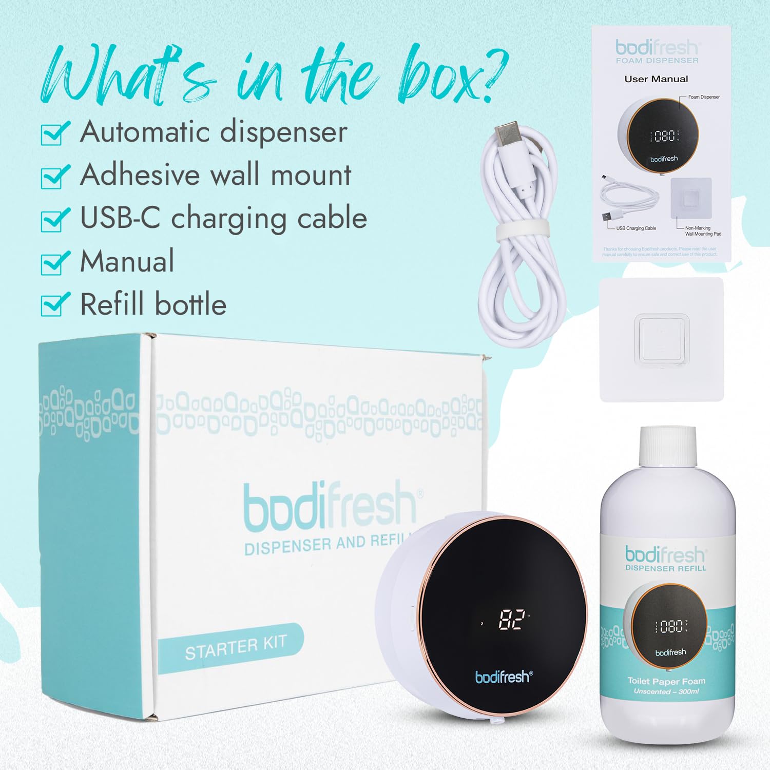 BODIFRESH - Toilet Paper Foam Dispenser Starter Kit