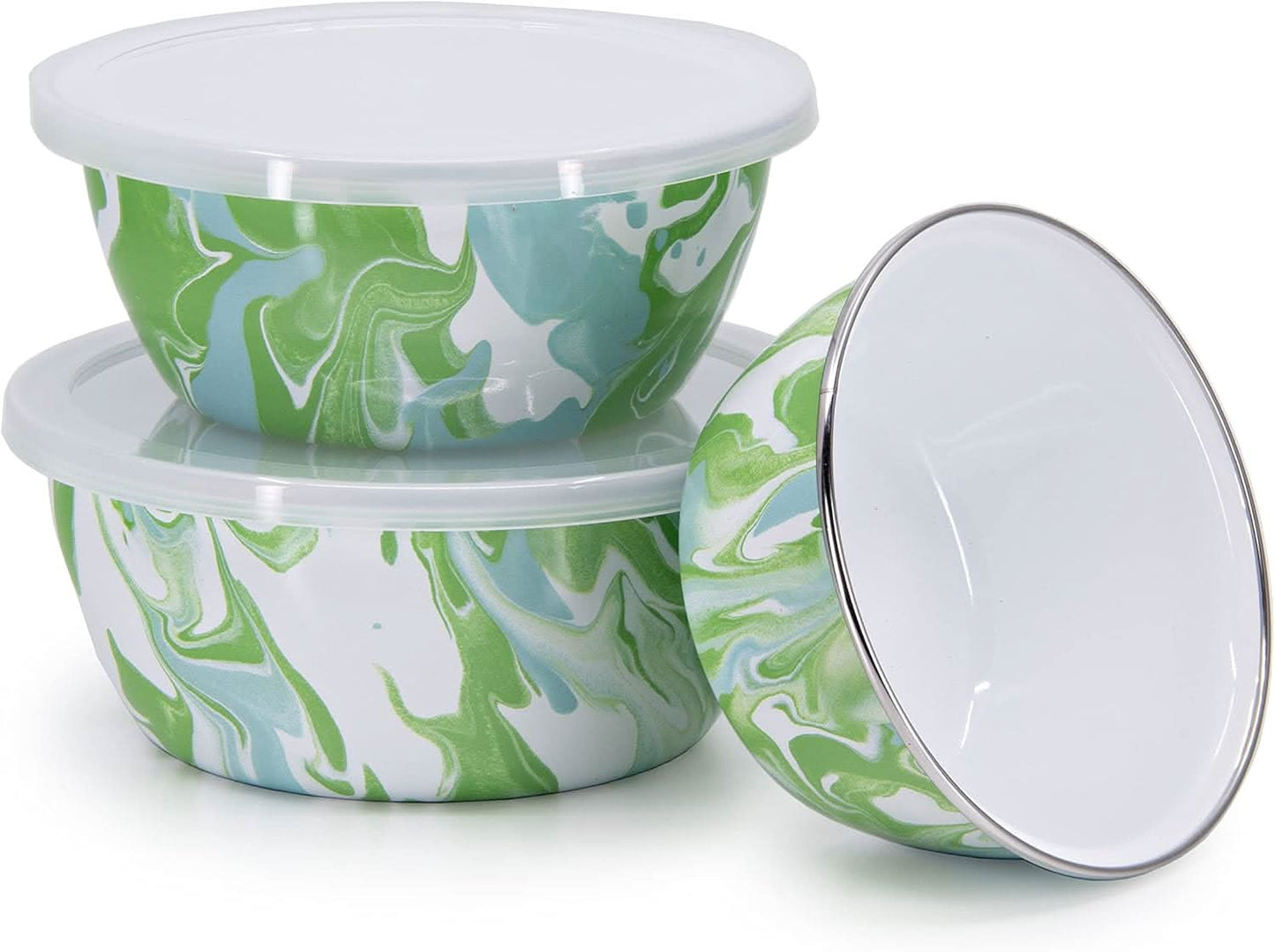 Golden Rabbit Enamelware Set of 3 Nesting Bowls