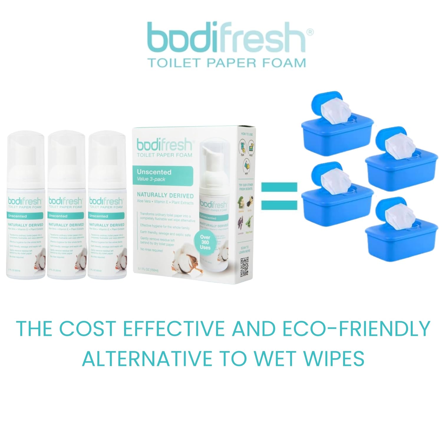 BODI FRESH - Toilet Paper Foam, Liquid Wet Wipe with Aloe & Vitamin E       1.7 Fl Oz - 3PACK