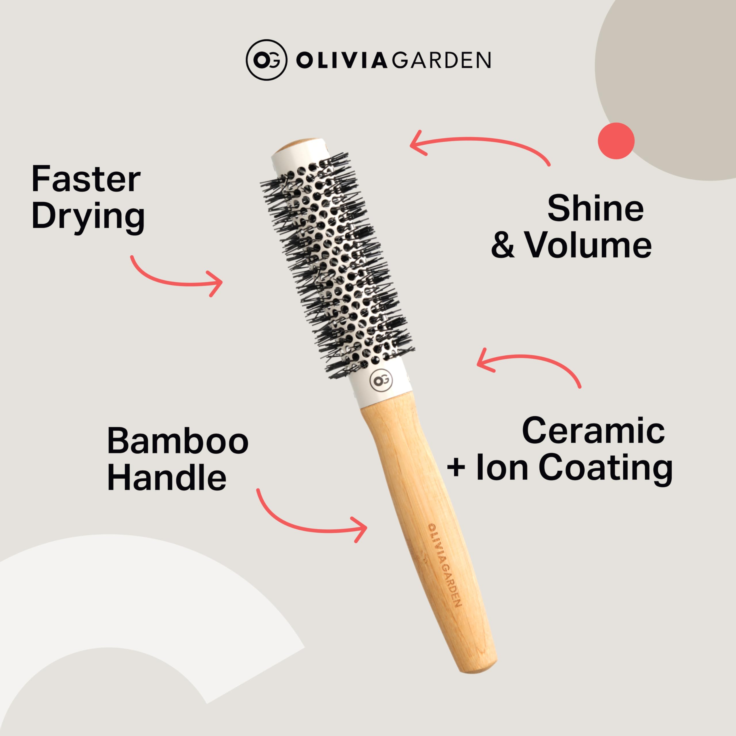 Olivia Garden Healthy Hair Bamboo Ionic Thermal Round Hair Brush (not electrical)