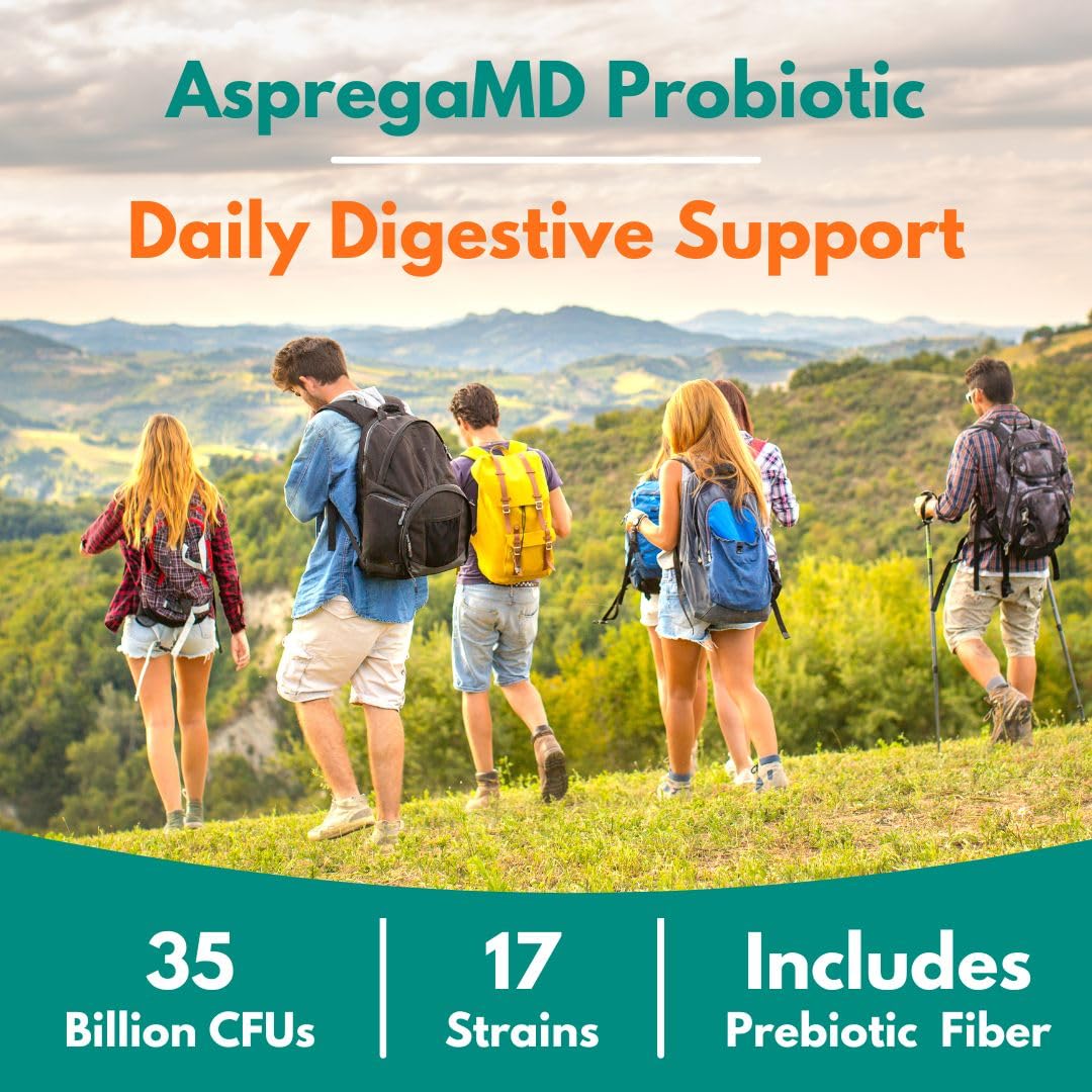 Scimera MD® Asprega Probiotic + Prebiotic Supplement for Digestive Health and Immune System Support, 35 Billion CFUs