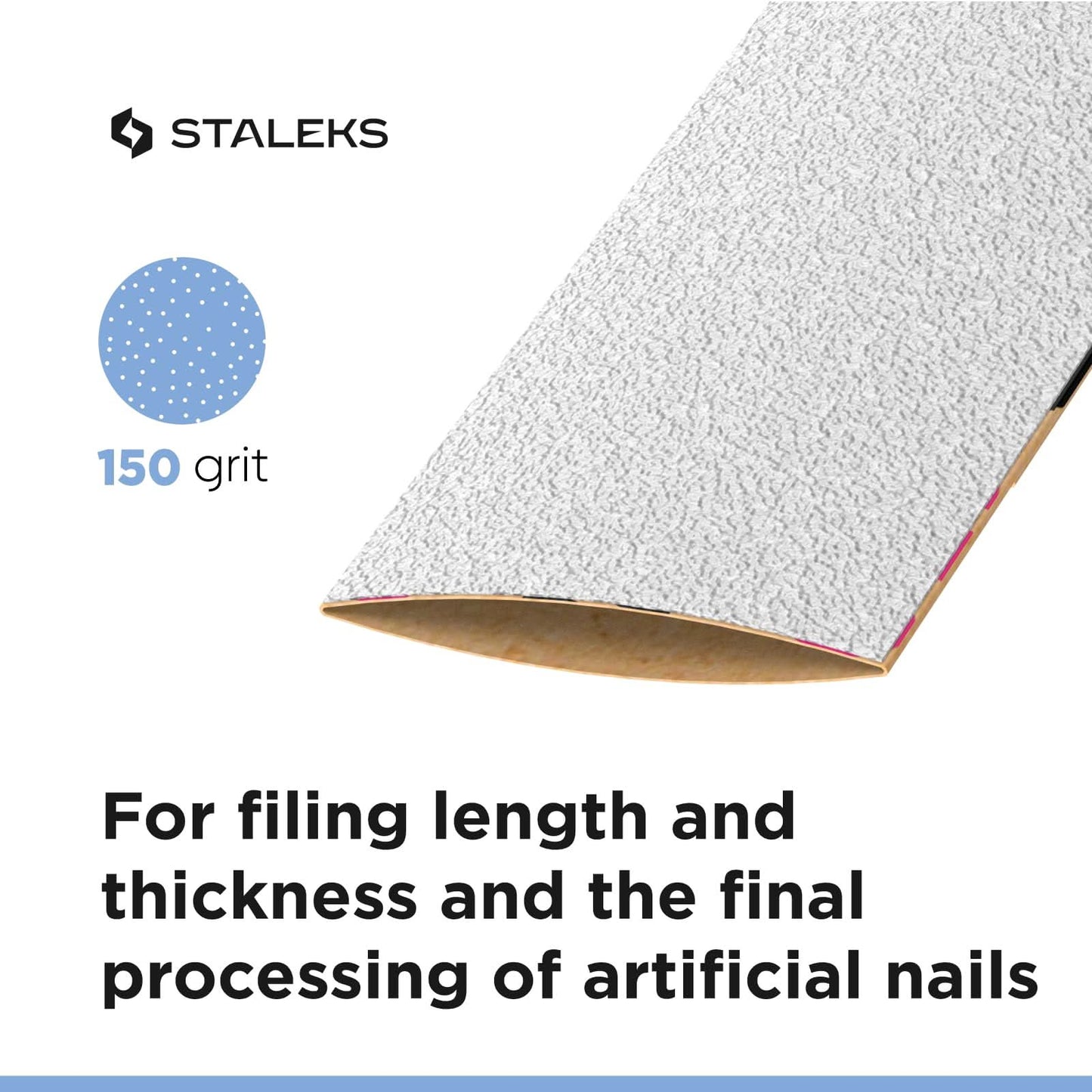 STALEKS PRO Disposable White Abrasive Tape papmAm Expert – 150 Grit – 7m Roll – Glueless Replaceable Abrasive for Plastic Case – Professional Nail Shaping – Manicure & Pedicure