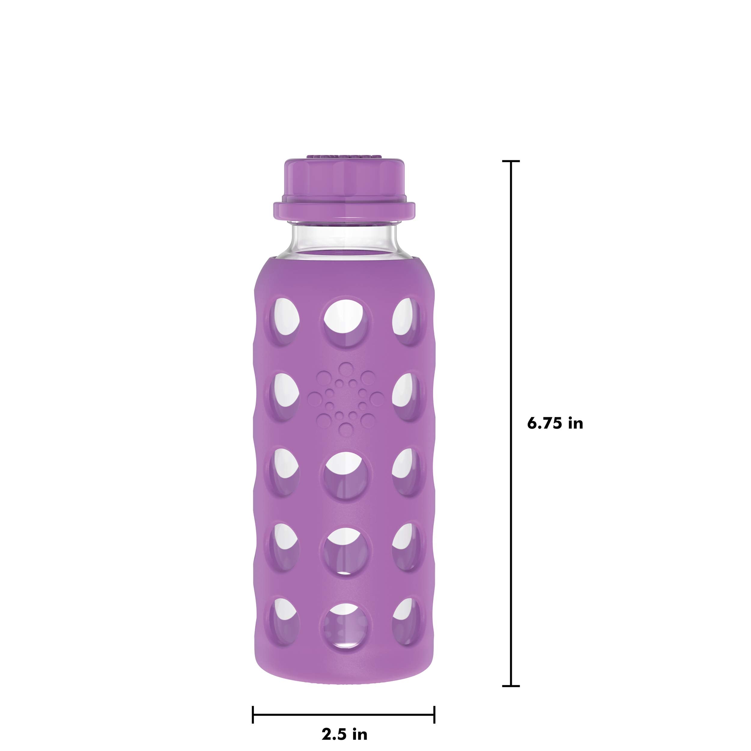 Lifefactory 9-Ounce BPA-Free Glass Water Bottle with Flat Cap and Silicone Sleeve