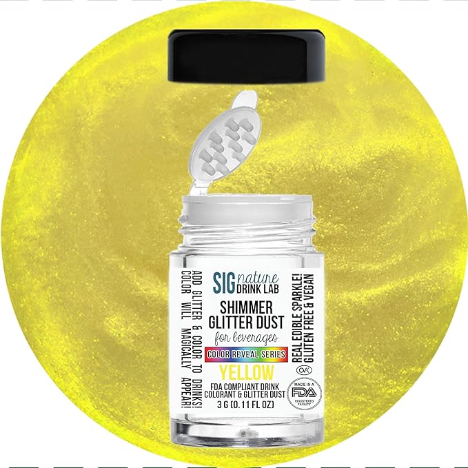 Color Series Shimmer Glittter Dust for Beverages 3 Gram Sprinkler (Yellow)