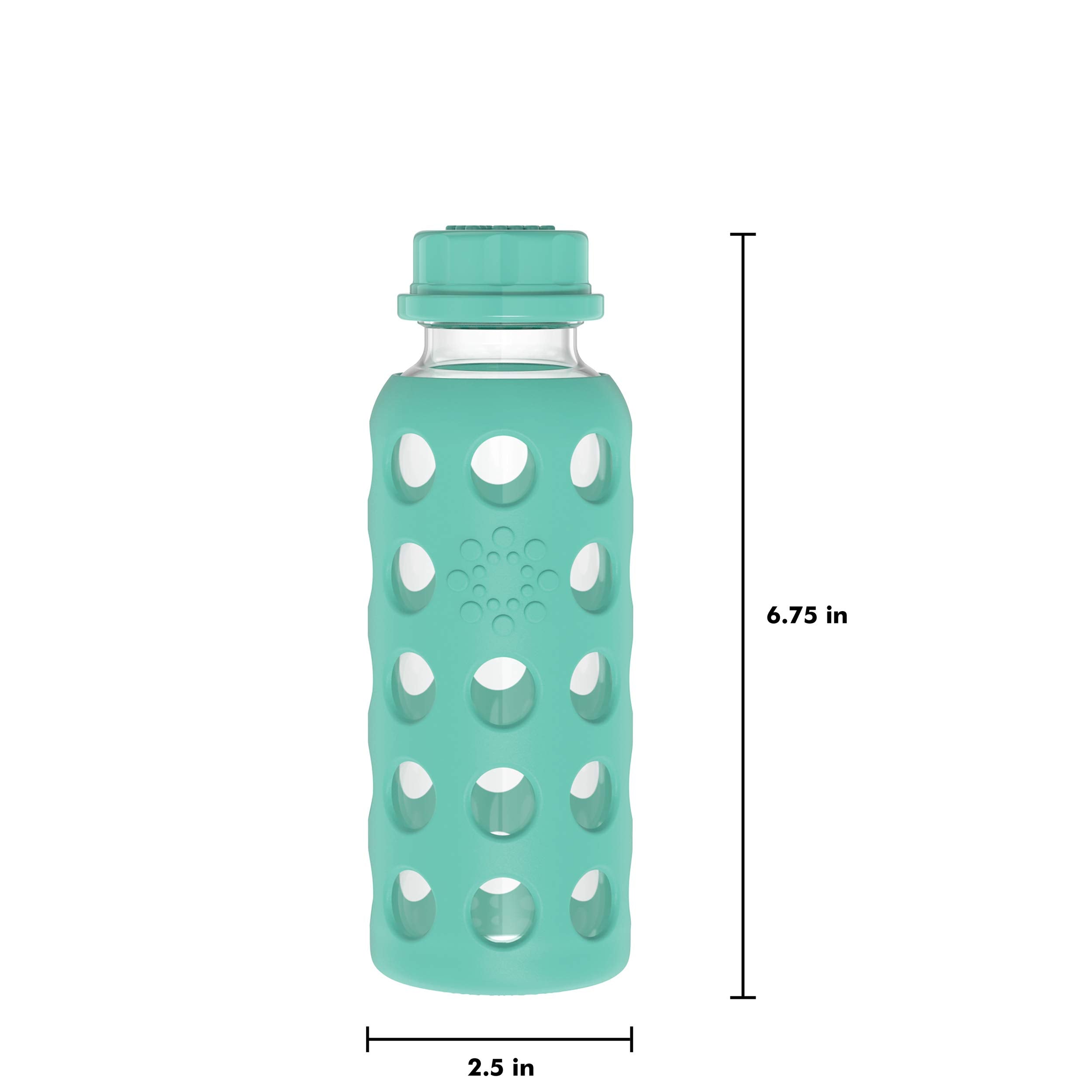 Lifefactory 9-Ounce BPA-Free Glass Water Bottle with Flat Cap and Silicone Sleeve