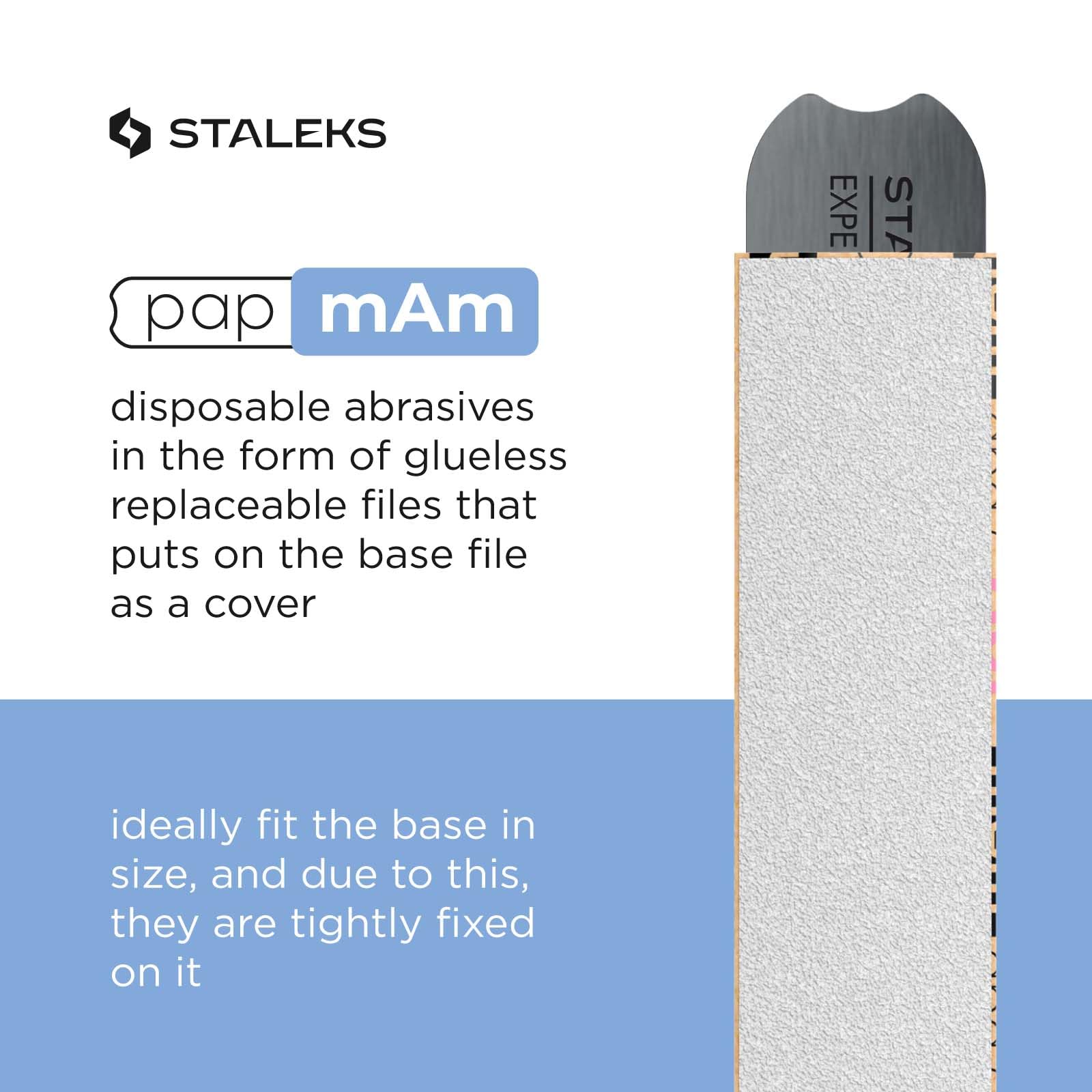 White Disposable papmAm Files for Straight Nail File Staleks Pro Expert 22, 180 grit (50 pcs)