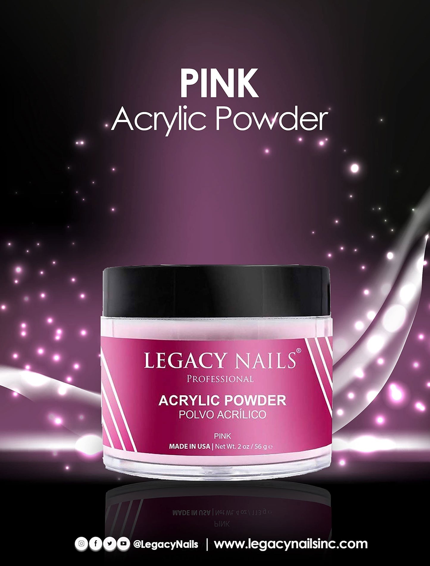 Legacy Nails Professional Pink Acrylic Powder 2 oz