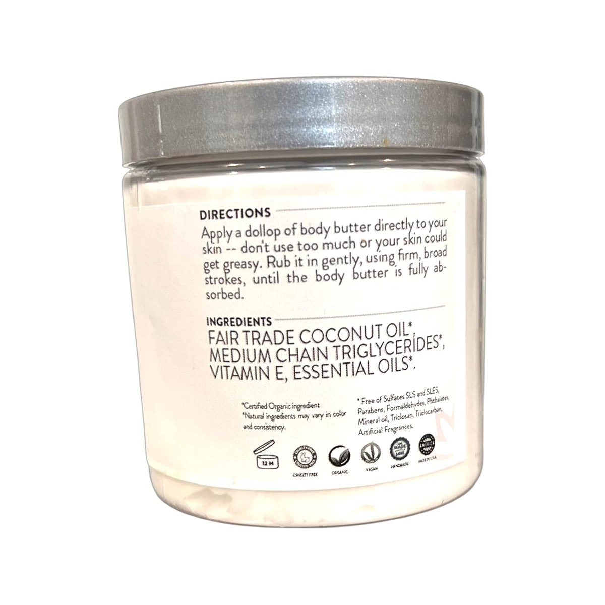 GLIMMER GODDESS Organic Whipped Coconut Oil Body Butter, 8oz