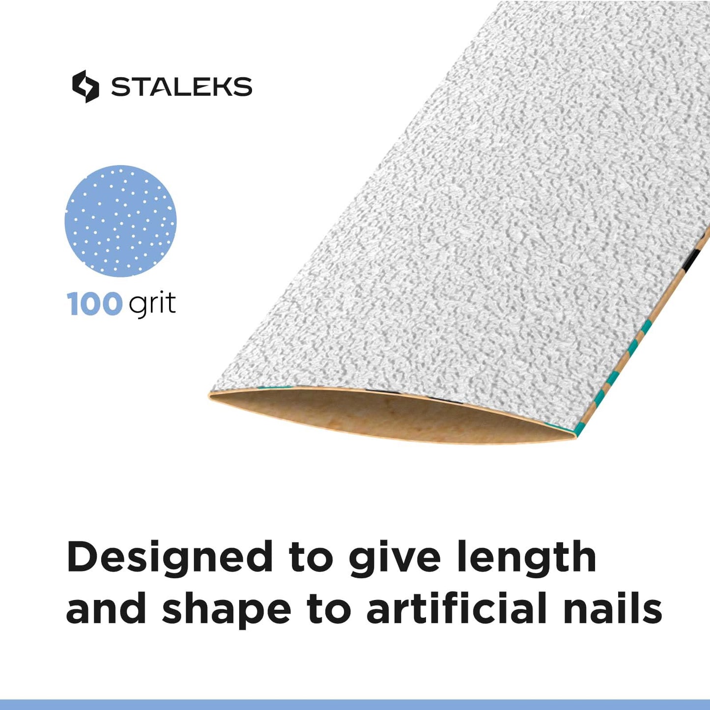 STALEKS PRO Disposable White Abrasive Tape papmAm Expert – 100 Grit – 7m Roll – Glueless Replaceable Abrasive for Plastic Case – Professional Nail Shaping – Manicure & Pedicure