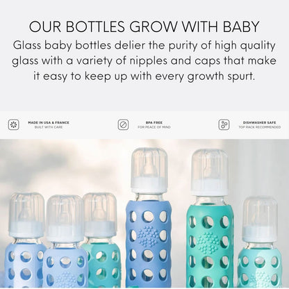 Lifefactory Glass Baby Bottles with Silicone Protection - 4-Pack, 4 oz/9 oz