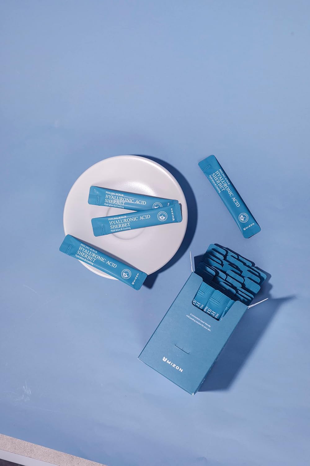 MIZON Peeling Scrubs with Hyaluronic Acid Baking Powder and Menthol Gentle exfoliation Moisture Korean Facial Scrub (40 pouches/7oz)