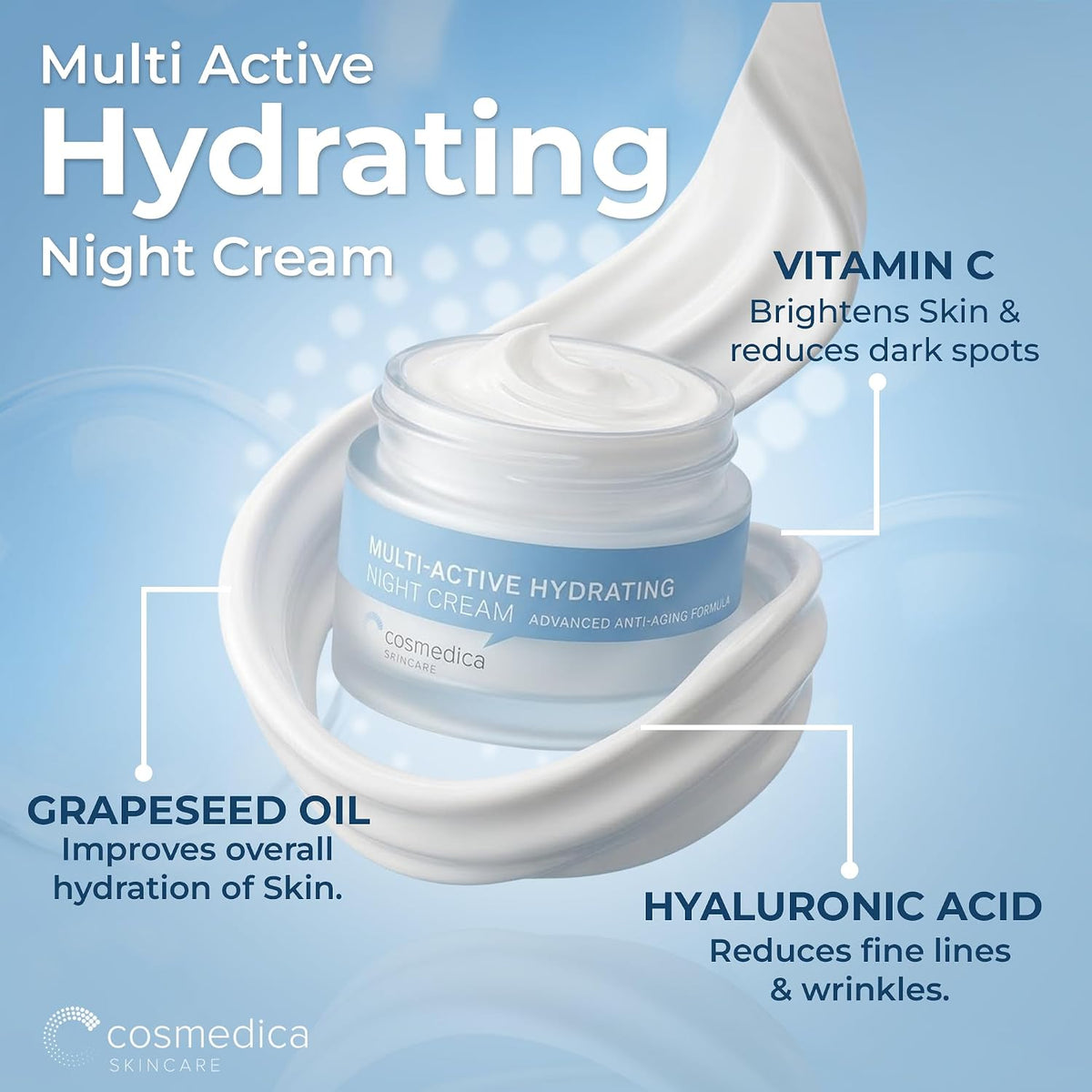 Cosmedica Hydrating Night Cream - Anti-Aging Face & Neck Moisturizer, 2oz