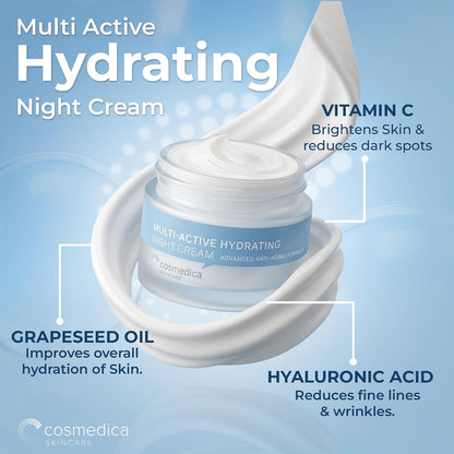 Cosmedica Hydrating Night Cream - Anti-Aging Face & Neck Moisturizer, 2oz