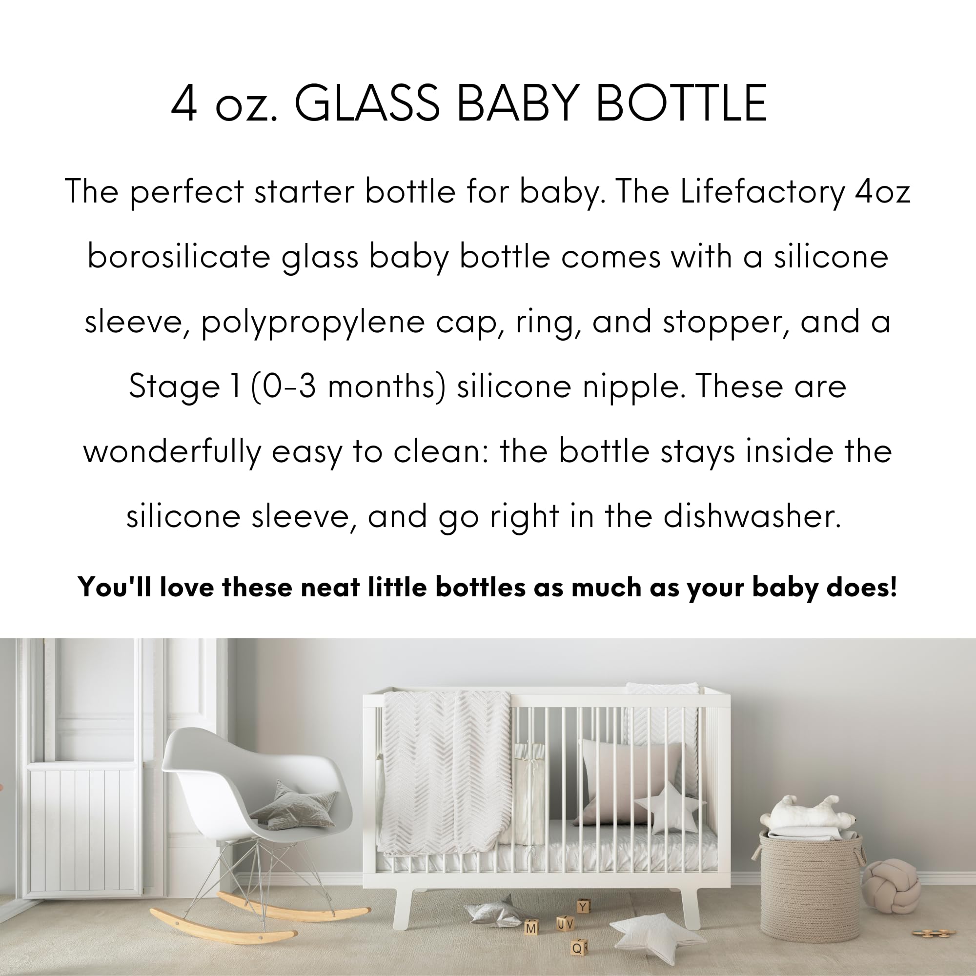 Lifefactory 4oz Glass Baby Bottle (Mint/Spring Green 4pk)