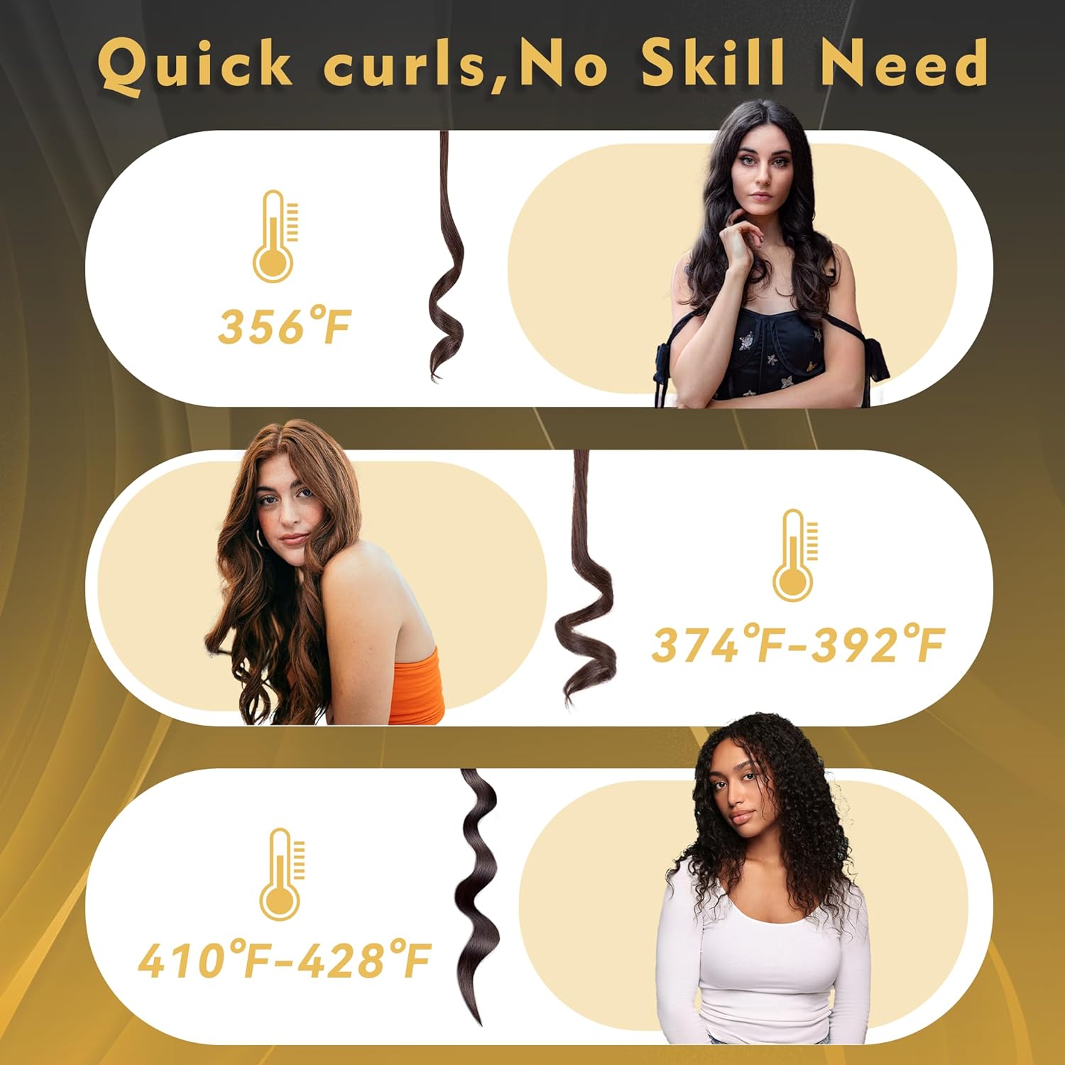 Eagle Fortress Pro Curling Iron 1" Ceramic Curling Wand JPA010 - Black