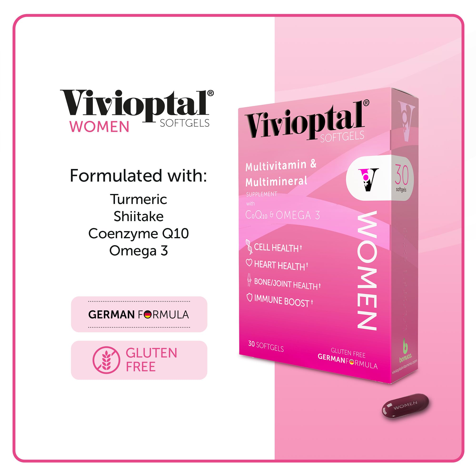 Vivioptal Women 30 Softgels - Multivitamin & Multimineral Supplement - CoQ10 & Omega 3