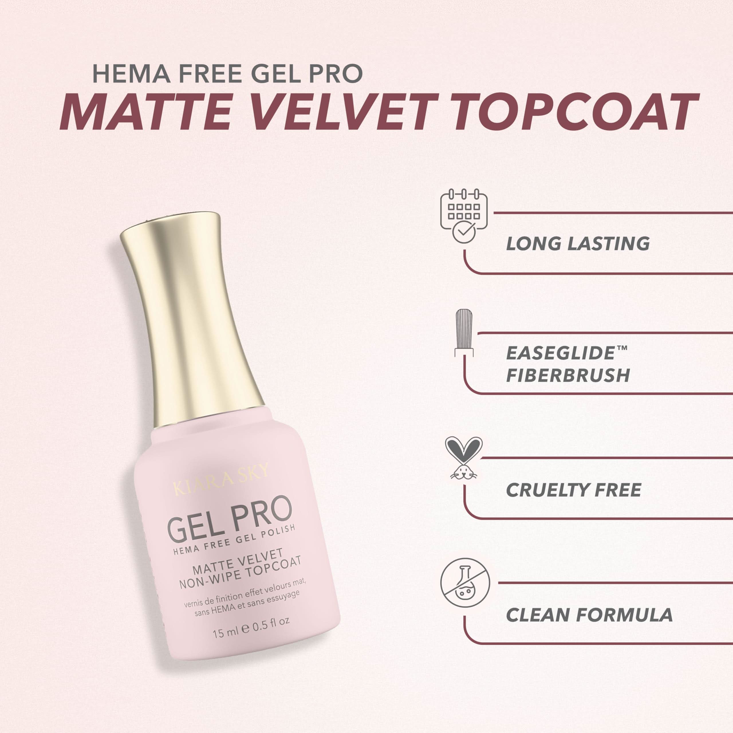KIARA SKY Gel Pro HEMA Free, 0.5 Fl Oz, Matte Velvet Non Wipe Top Coat