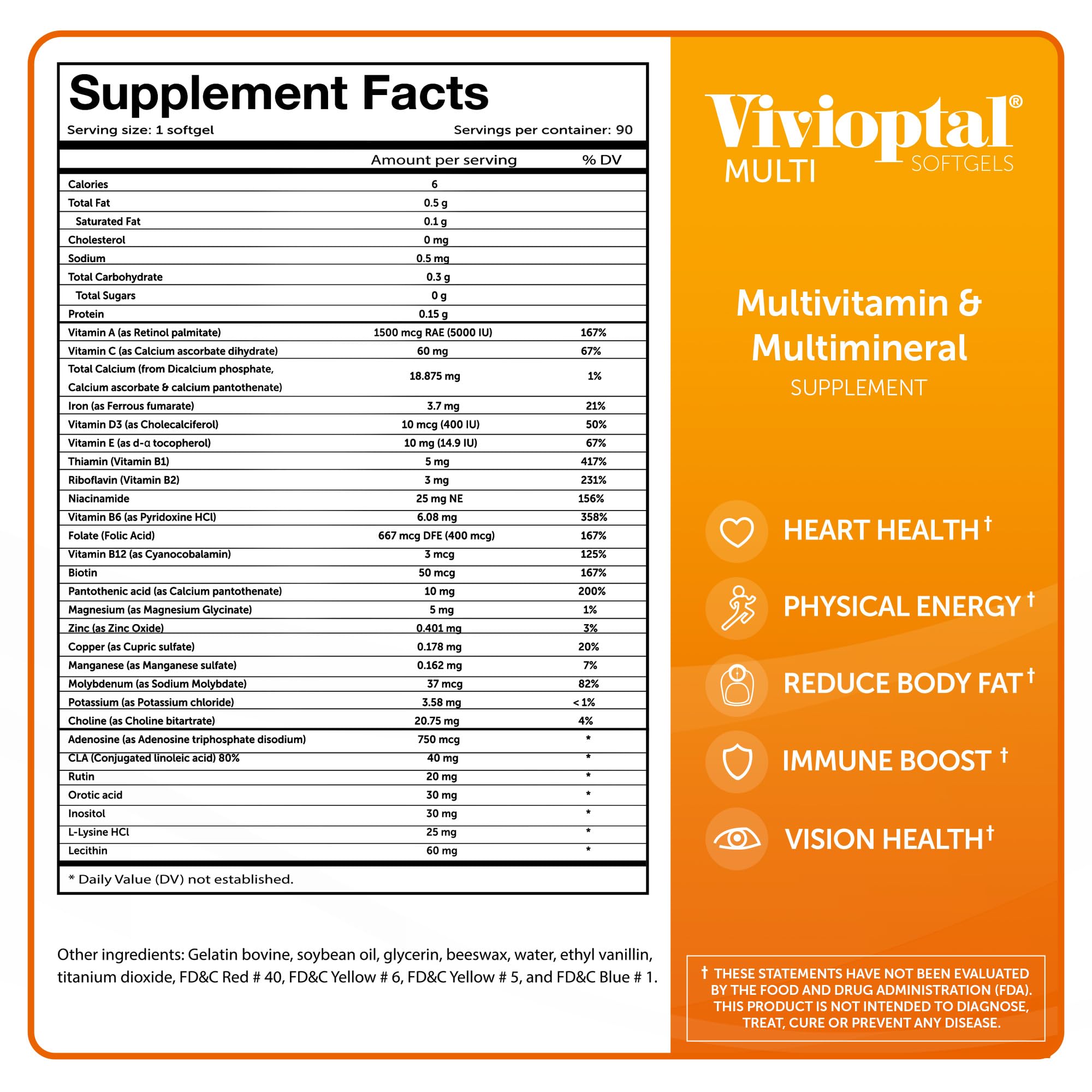 Vivioptal Multi 90 Softgels - Multivitamin & Multimineral Supplement - Lipotropic Substances & Trace Elements