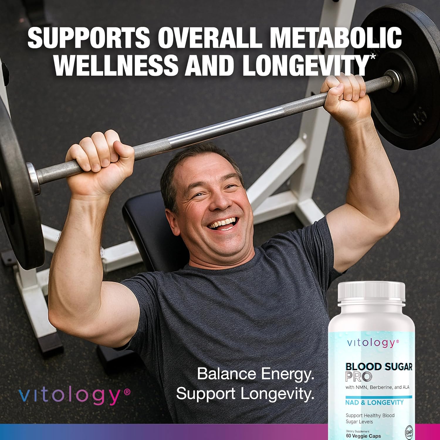 NAD+ Longevity: Blood Sugar Support 60 Veggie Capsules