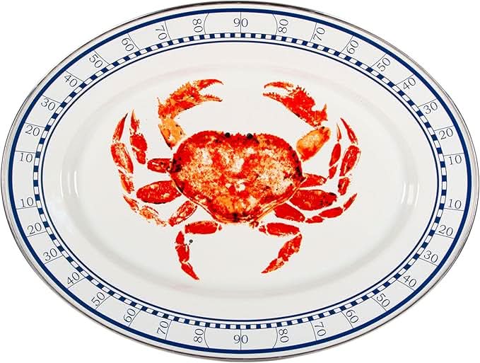 Golden Rabbit Enamelware Oval Platter