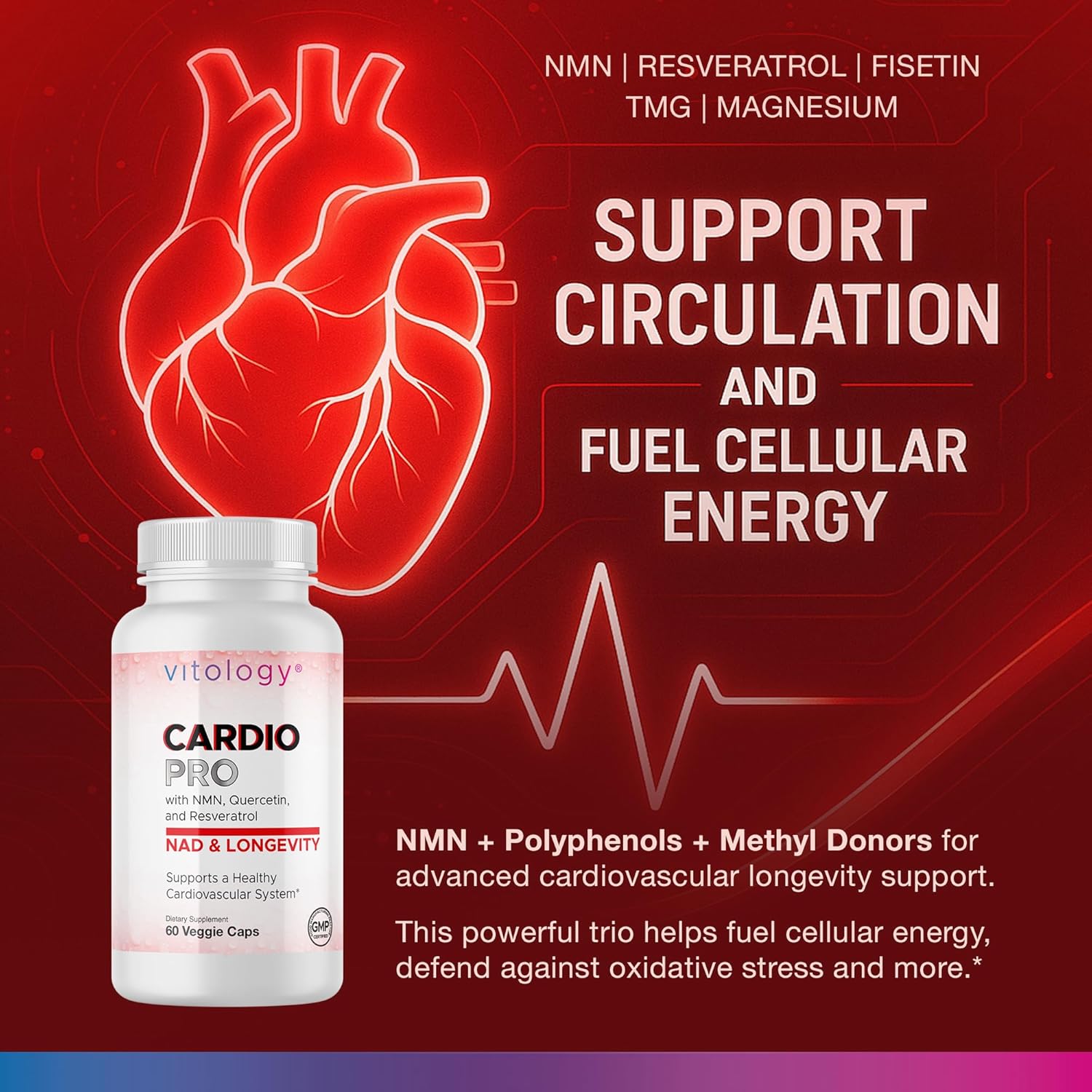 NAD+ Longevity: Cardiovascular Support - 60 Veggie Capsules