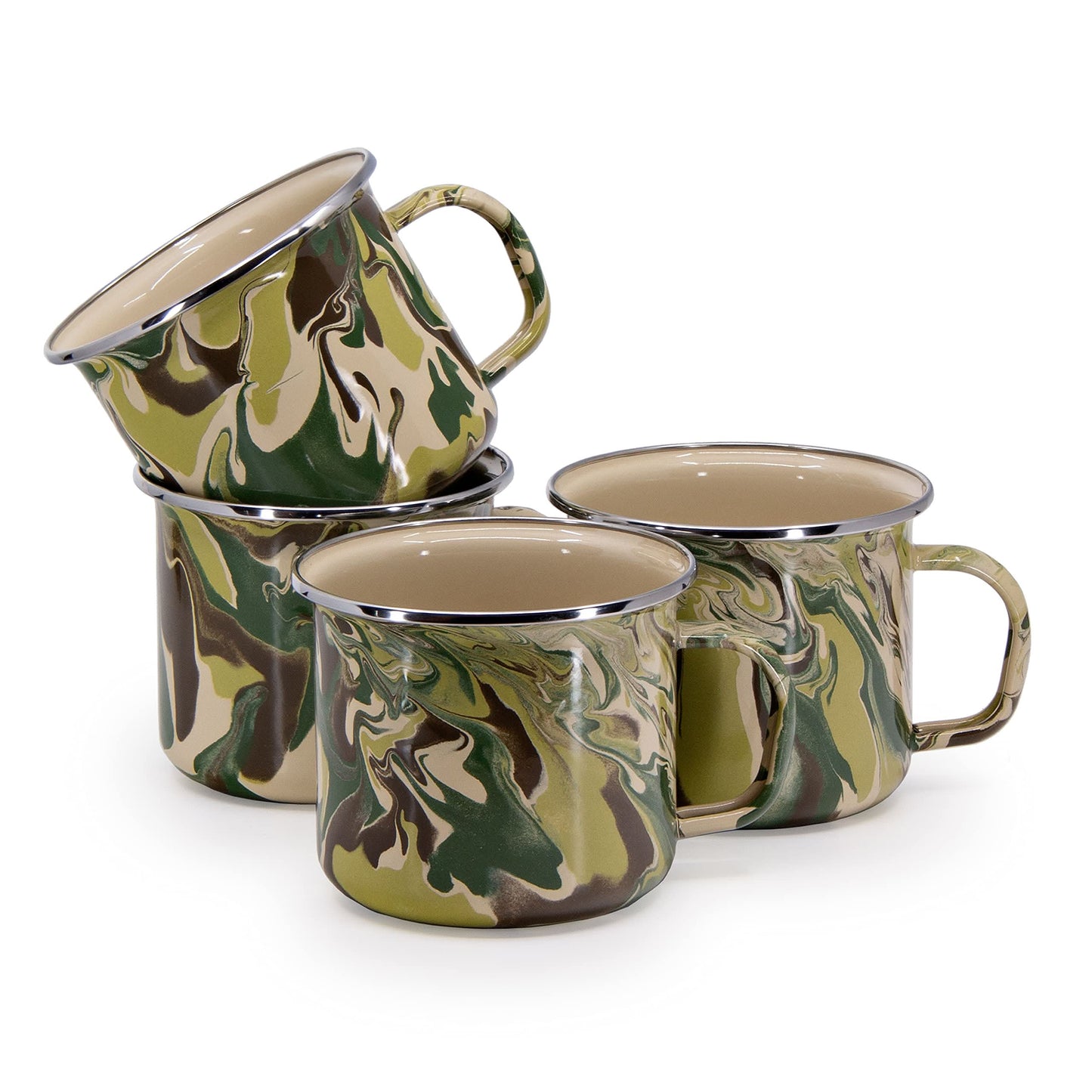 Golden Rabbit Enamelware Grande Mugs - Set of 4