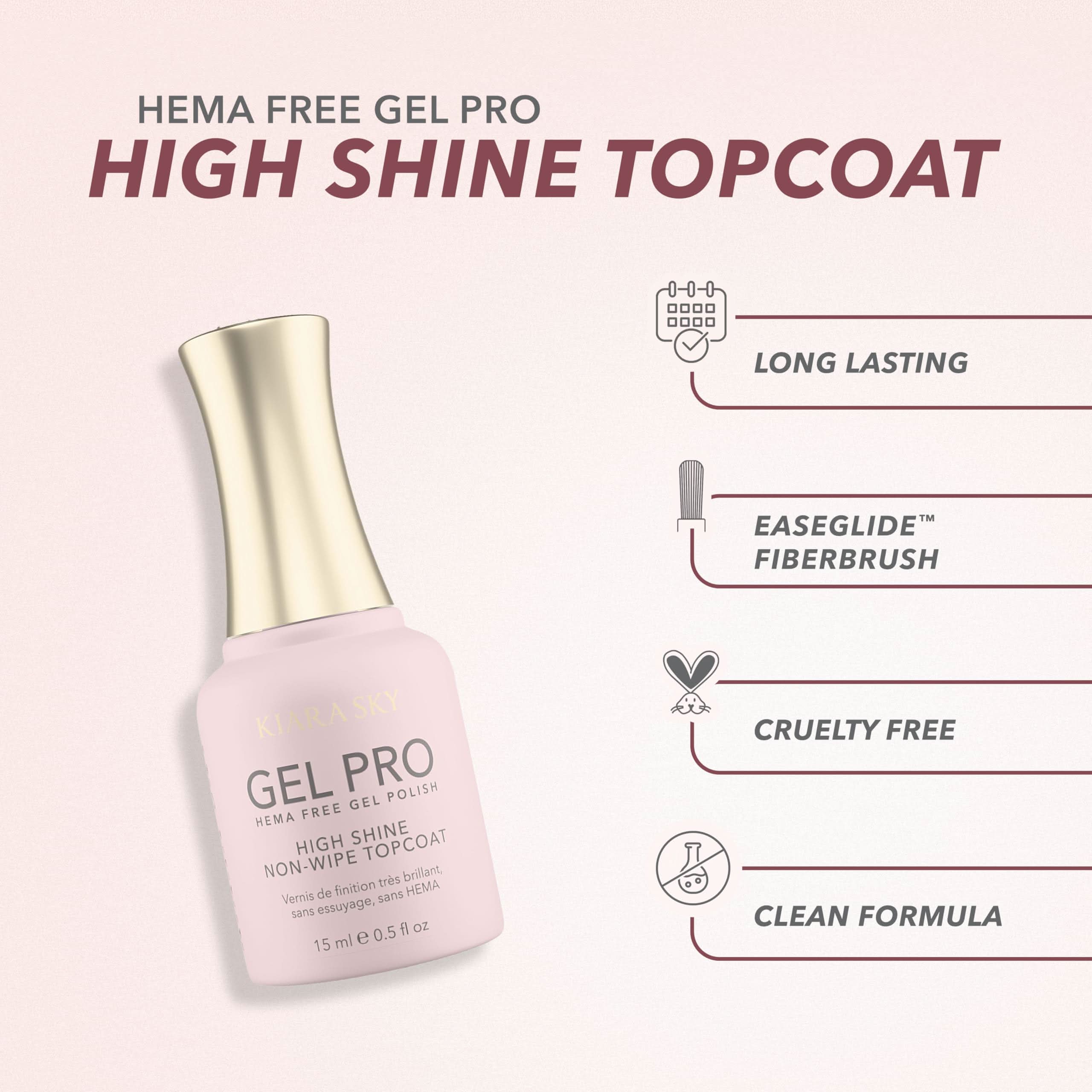 KIARA SKY Gel Pro HEMA Free High-Shine, 0.5 Fl Oz, Non Wipe Top Coat