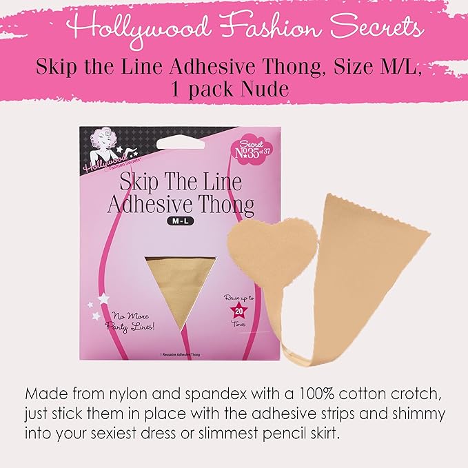 Hollywood Fashion Secrets-Skip The Line Adhesive Thong XS-S