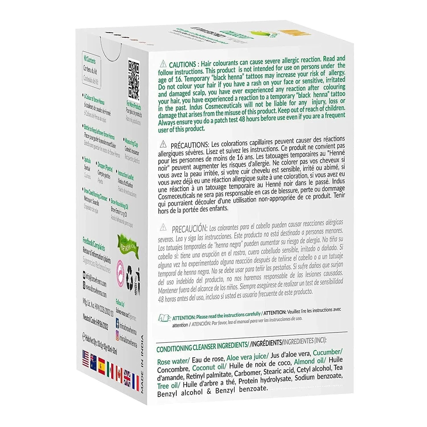 MINA IBROW - HENNA COLLEGE KIT - 6 SHADES (Black, Dark Brown, Medium Brown, Light Brown, Blonde & Ash Blonde)
