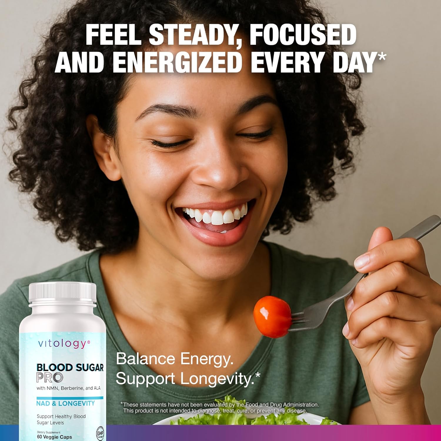 NAD+ Longevity: Blood Sugar Support 60 Veggie Capsules