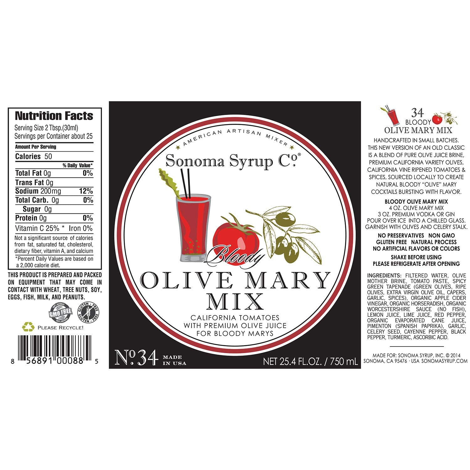 Sonoma Syrup Co Bar Mixers 25.4 oz