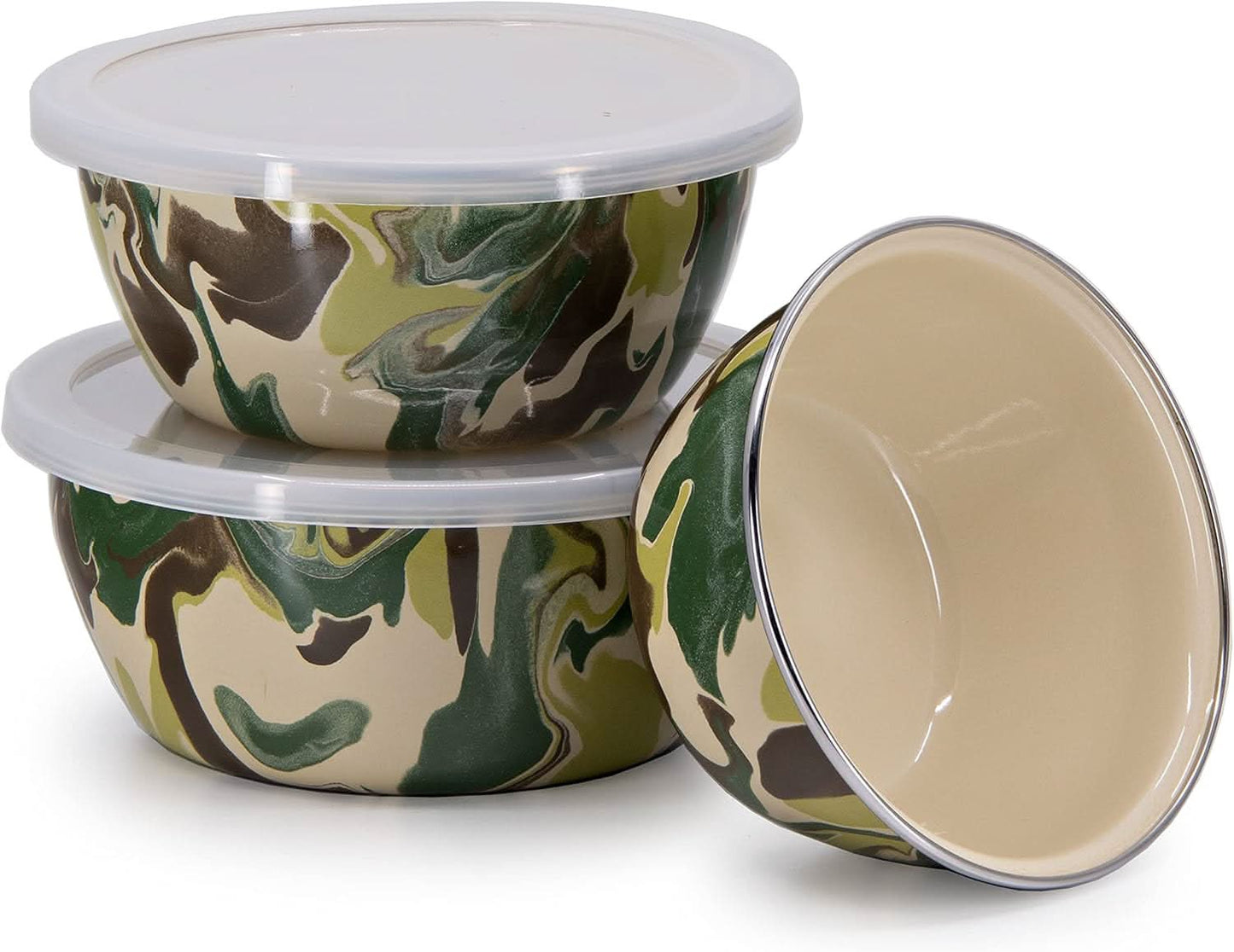 Golden Rabbit Enamelware Set of 3 Nesting Bowls
