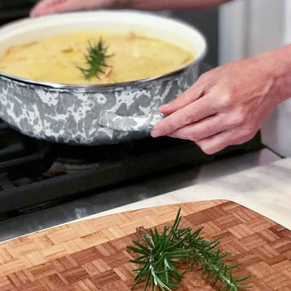 Golden Rabbit Non-Stick Enamelware 3 qt Saute Pan with Lid