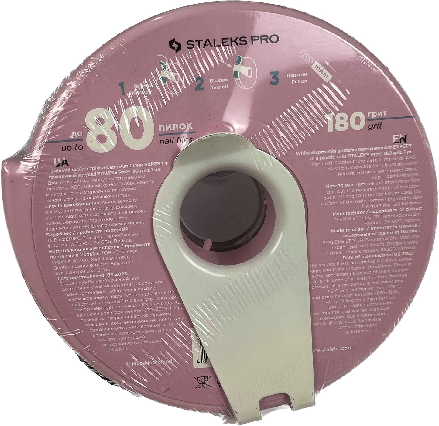 STALEKS PRO Nail File Refill Roller - 80 Files in a Roll - 180 Grit