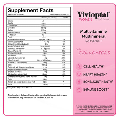 Vivioptal WOMEN Multivitamin & Multimineral Supplement - 30 Capsules