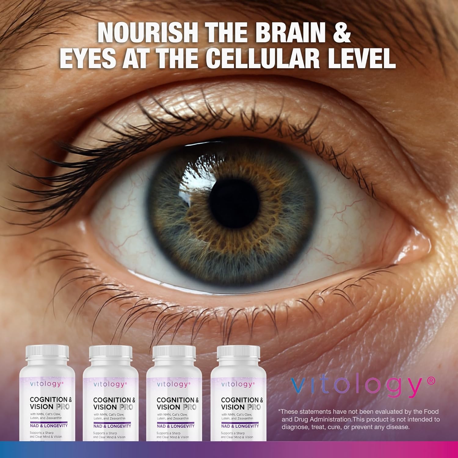 NAD+ Longevity: Cognition & Vision Support 60 Veggie Capsules