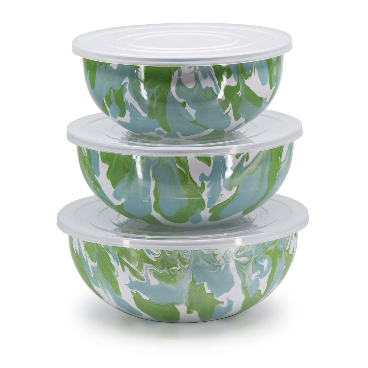 Golden Rabbit Enamelware - Set of 3 Mixing Bowls (Modern Monet)