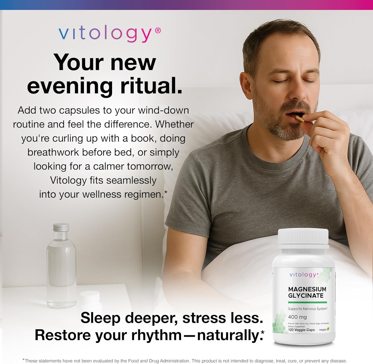 Magnesium Glycinate 400mg (TRAACS®) - 120 Veggie Capsules