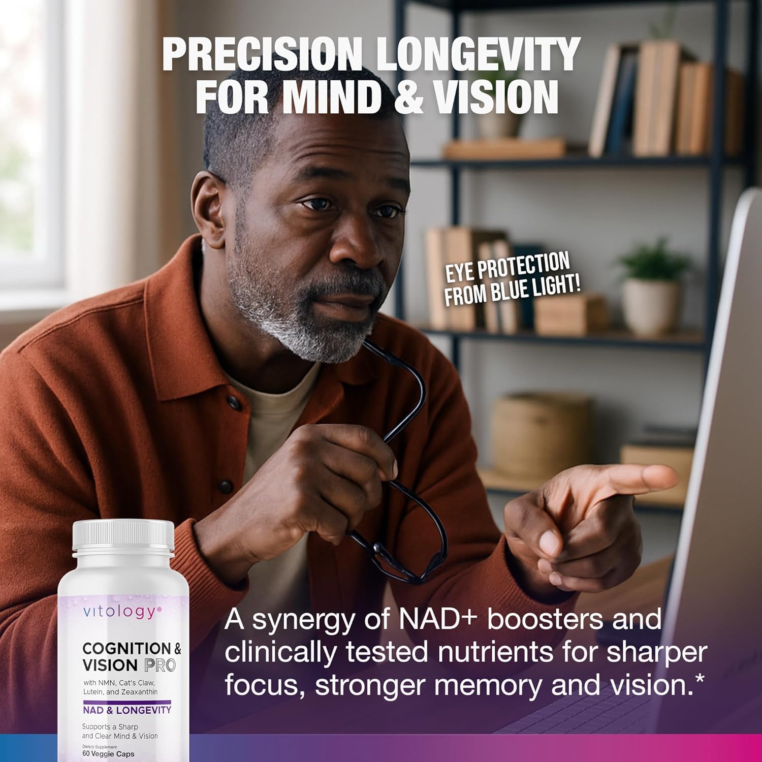 NAD+ Longevity: Cognition & Vision Support 60 Veggie Capsules